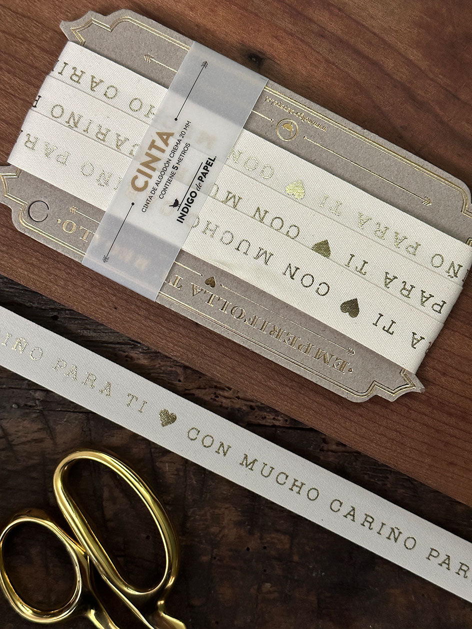 Cinta Algodón Con Mucho Cariño · Crudo