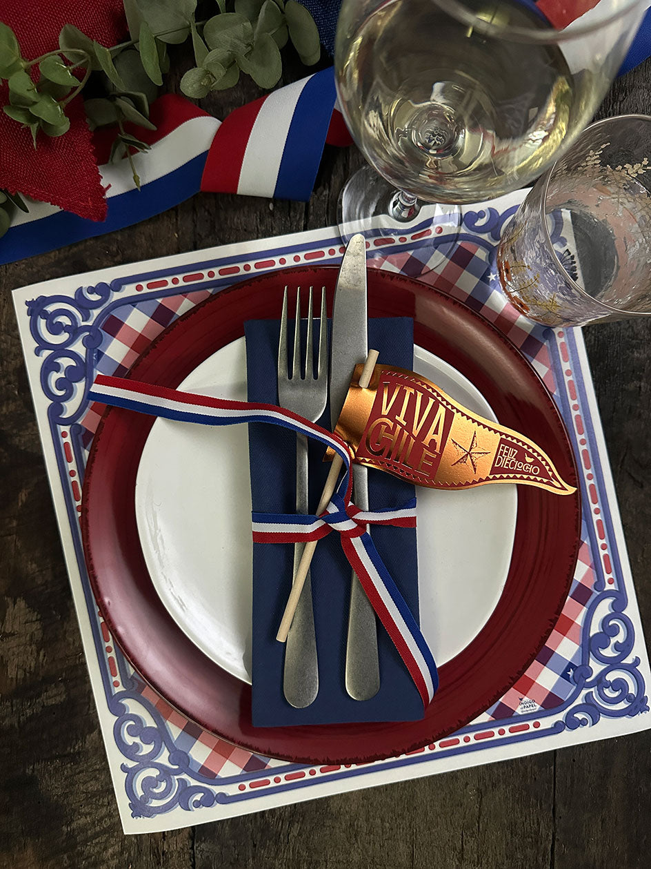 Plato base · Borde Tartan