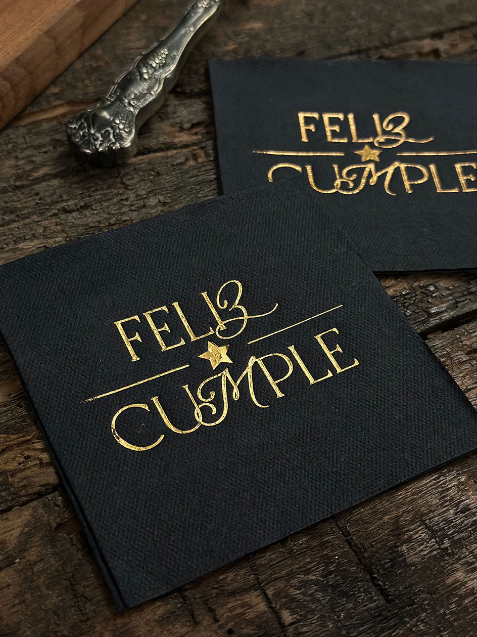 Servilleta cocktail Negra · Feliz Cumple
