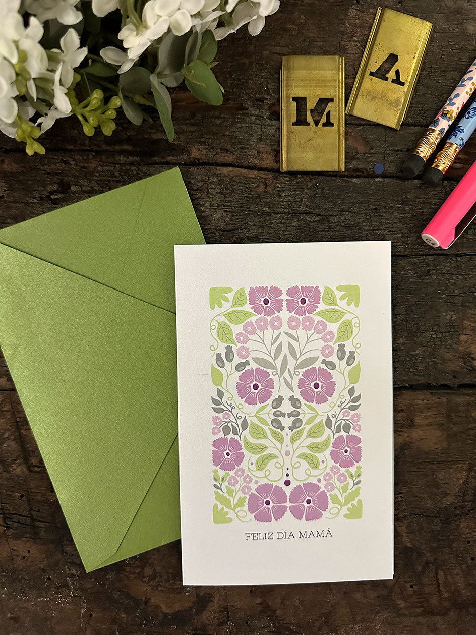 Tarjeta Mamá · Flores Lila