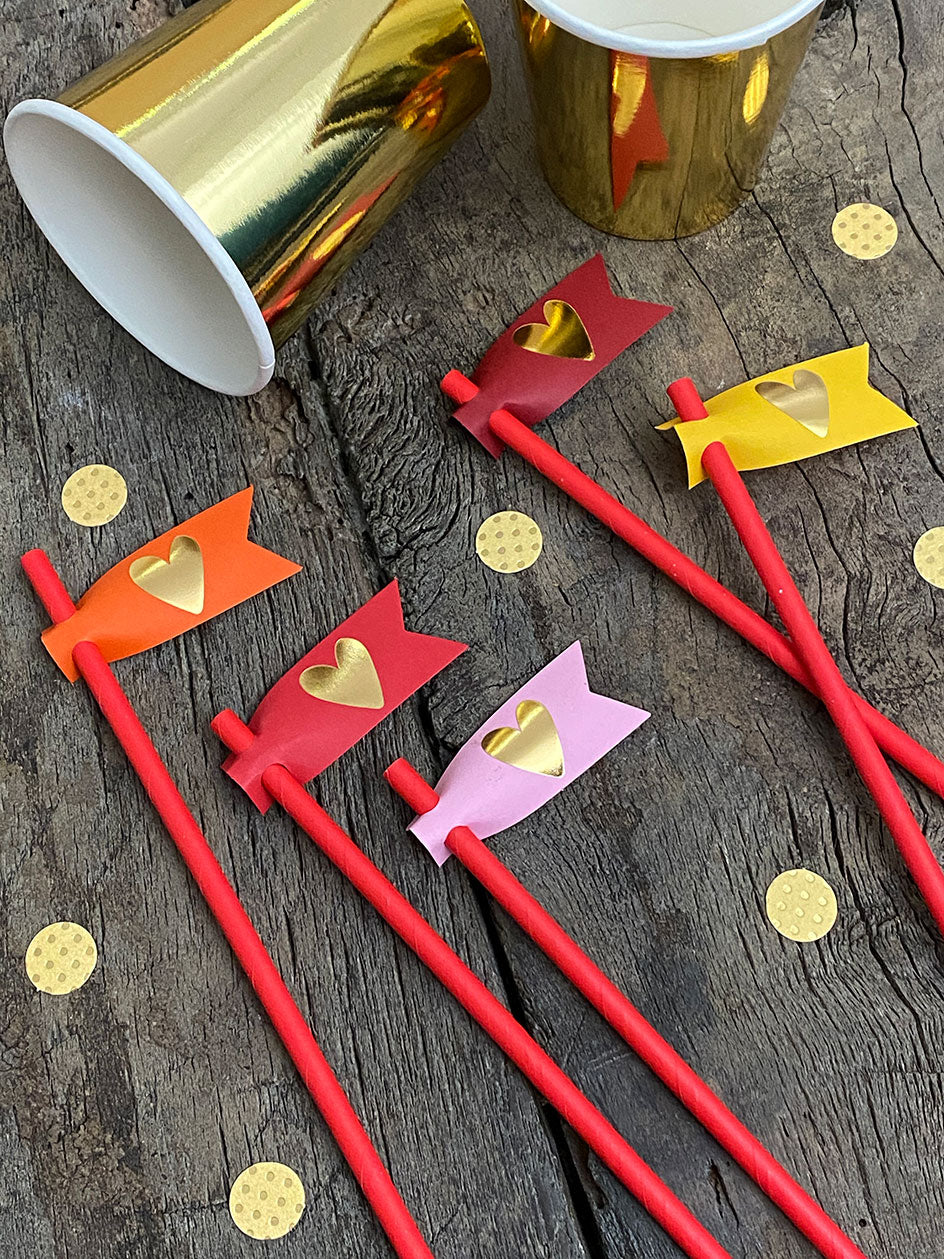 Bombillas de Papel · Corazón Colores