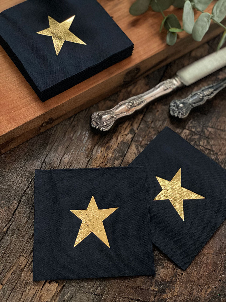 Servilleta cocktail Negra · Estrella