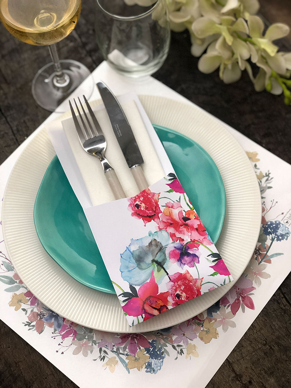 Estuche Papel Flores Acuarela