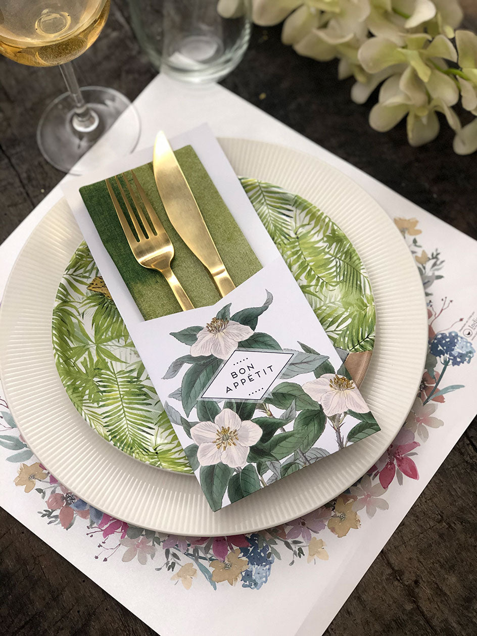 Estuche Papel Flores Blancas