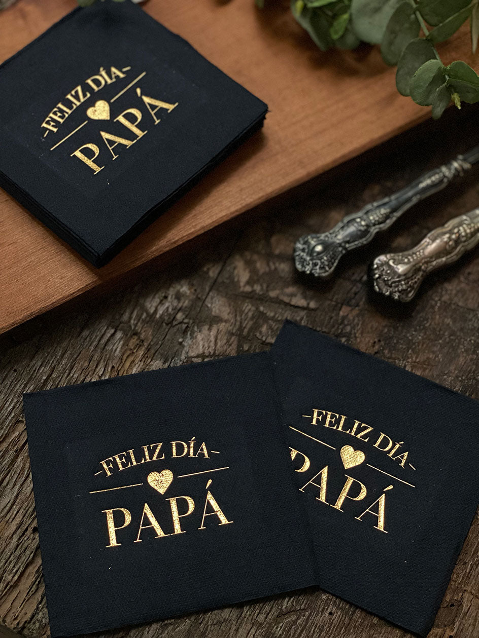 Servilleta cocktail Negra · Feliz Día Papá