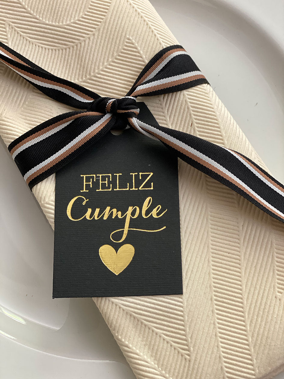 Tag de Mesa Feliz Cumple · Negro