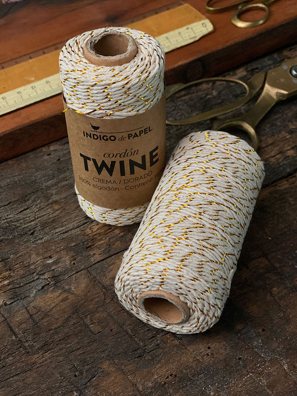 Cordón Twine Blanco Dorado