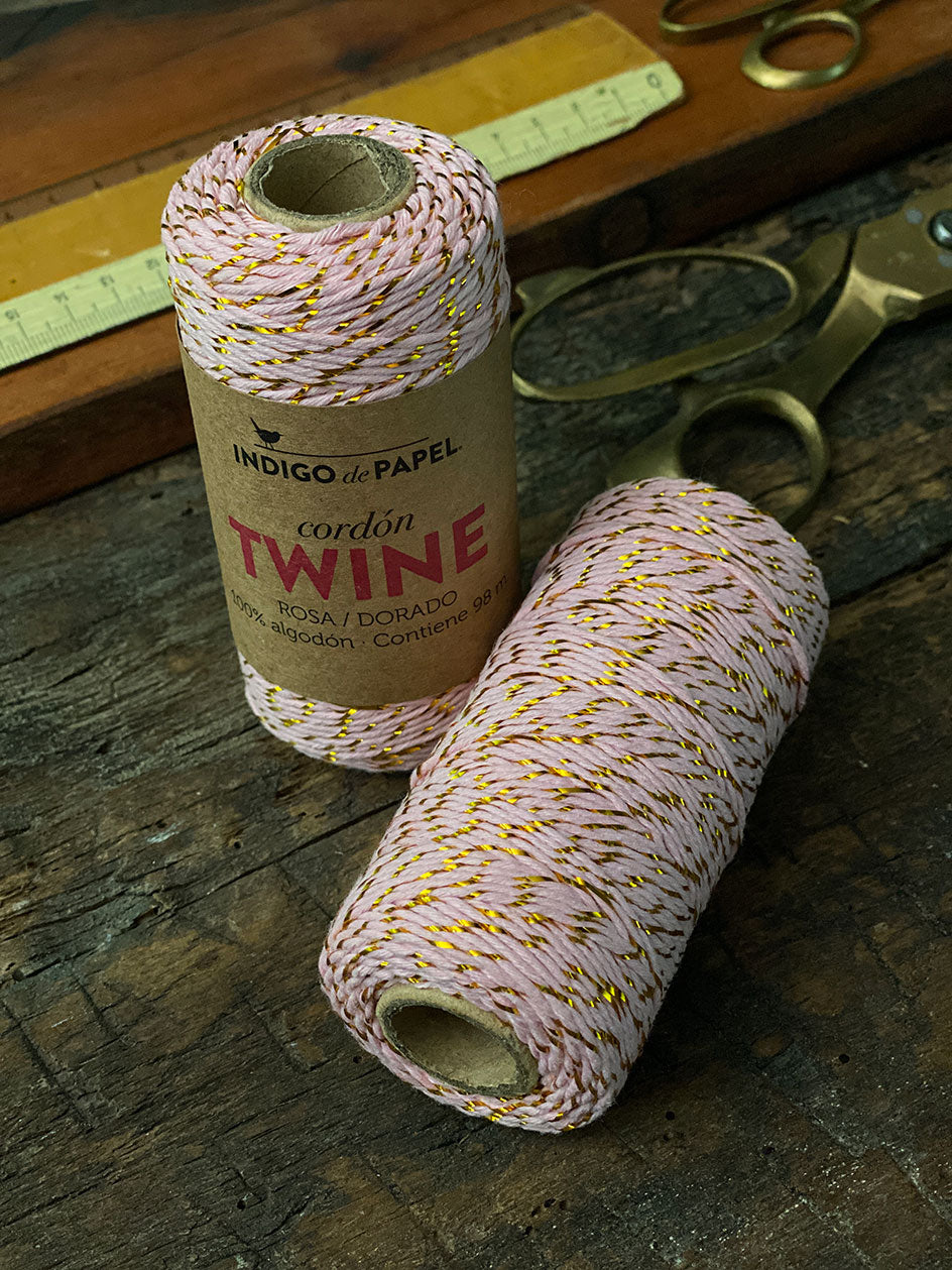 Cordón Twine Rosa Dorado