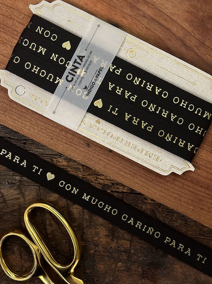 Cinta Algodón Con Mucho Cariño · Negro