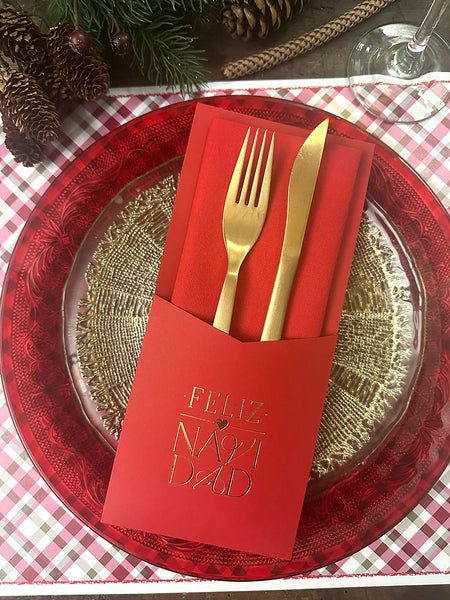 Estuche de Cubiertos · Feliz Navidad Rojo