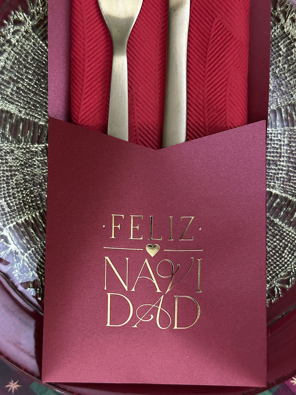 Estuche de Cubiertos · Feliz Navidad Rojo