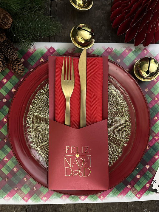 Estuche de Cubiertos · Feliz Navidad Rojo
