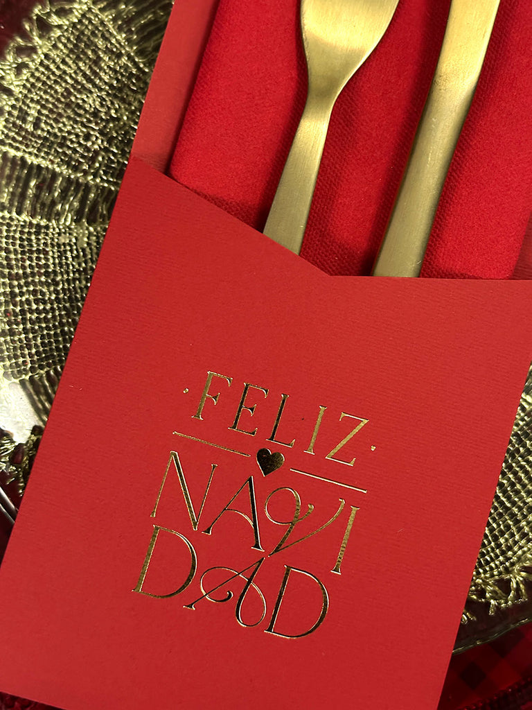 Estuche de Cubiertos · Feliz Navidad Rojo