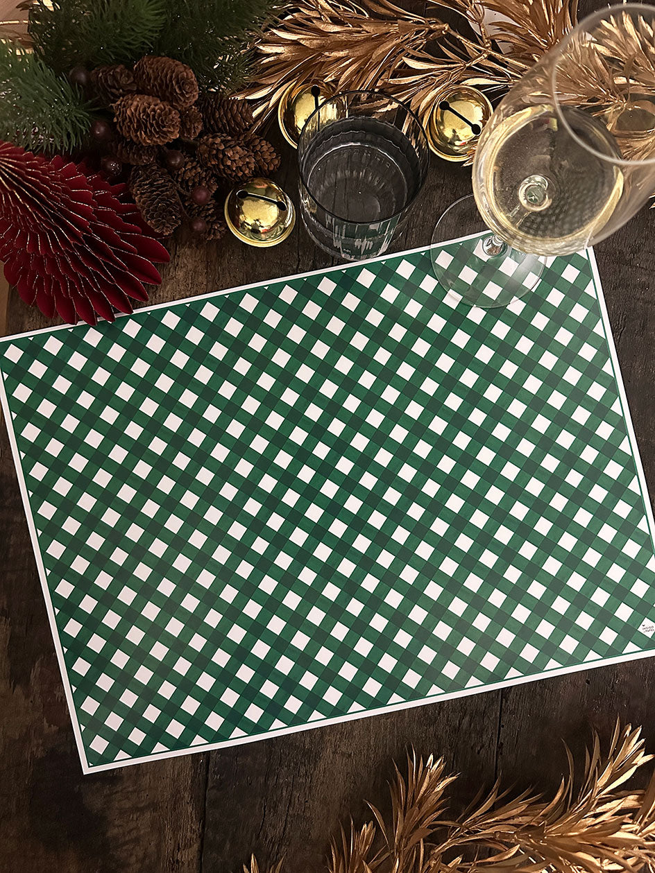 Individual Blanco · Cuadrillé Verde