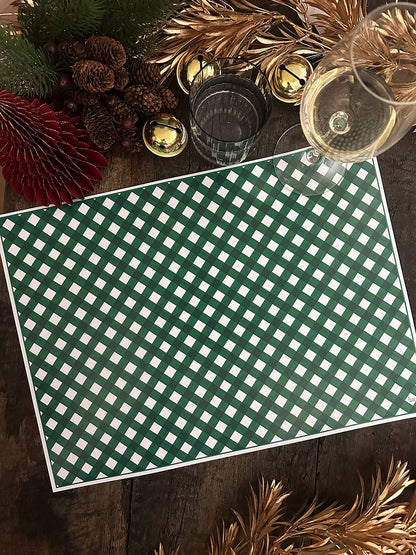 Individual Blanco · Cuadrillé Verde