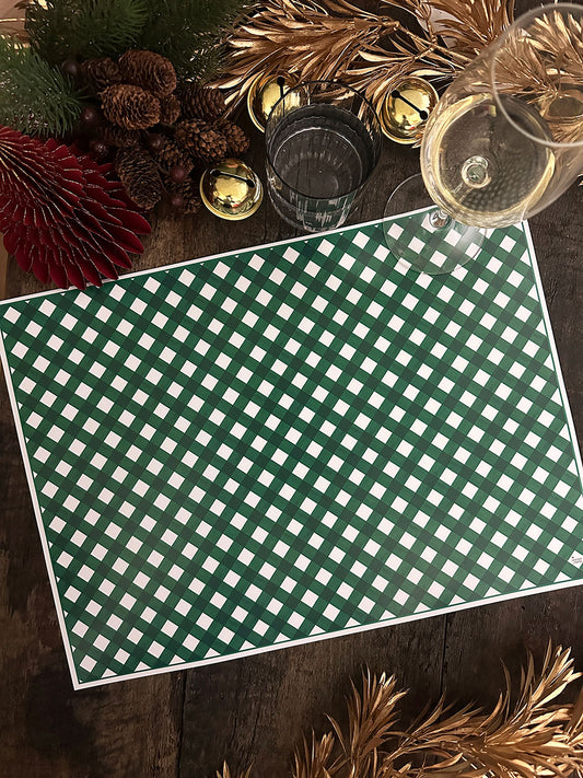 Individual Blanco · Cuadrillé Verde