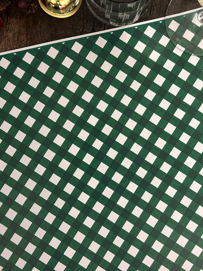 Individual Blanco · Cuadrillé Verde