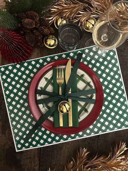 Individual Blanco · Cuadrillé Verde