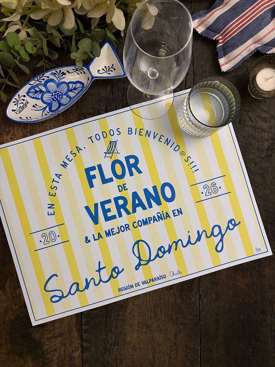 Individual Blanco · Flor de Verano Personalizado