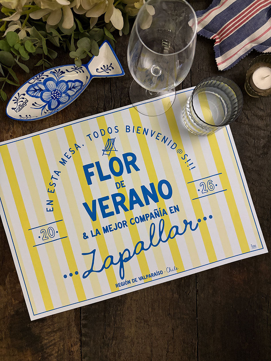 Individual Blanco · Flor de Verano Personalizado