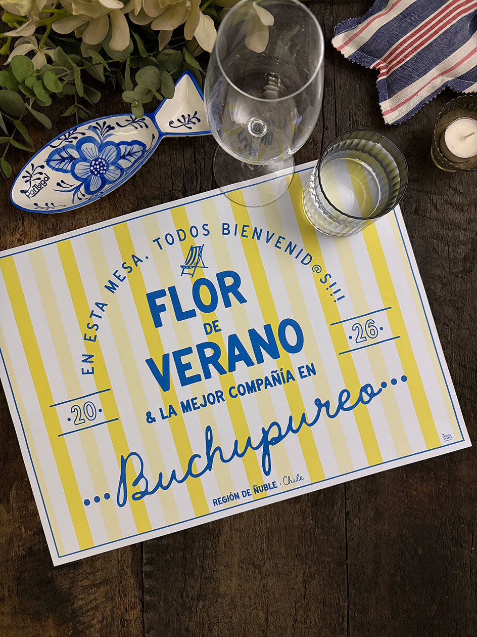 Individual Blanco · Flor de Verano Personalizado