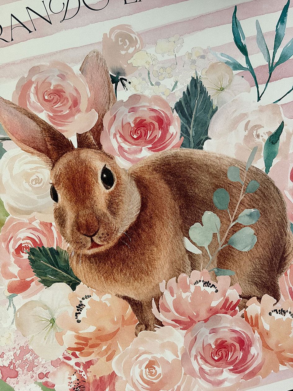 Individual Blanco · Flores Rosa