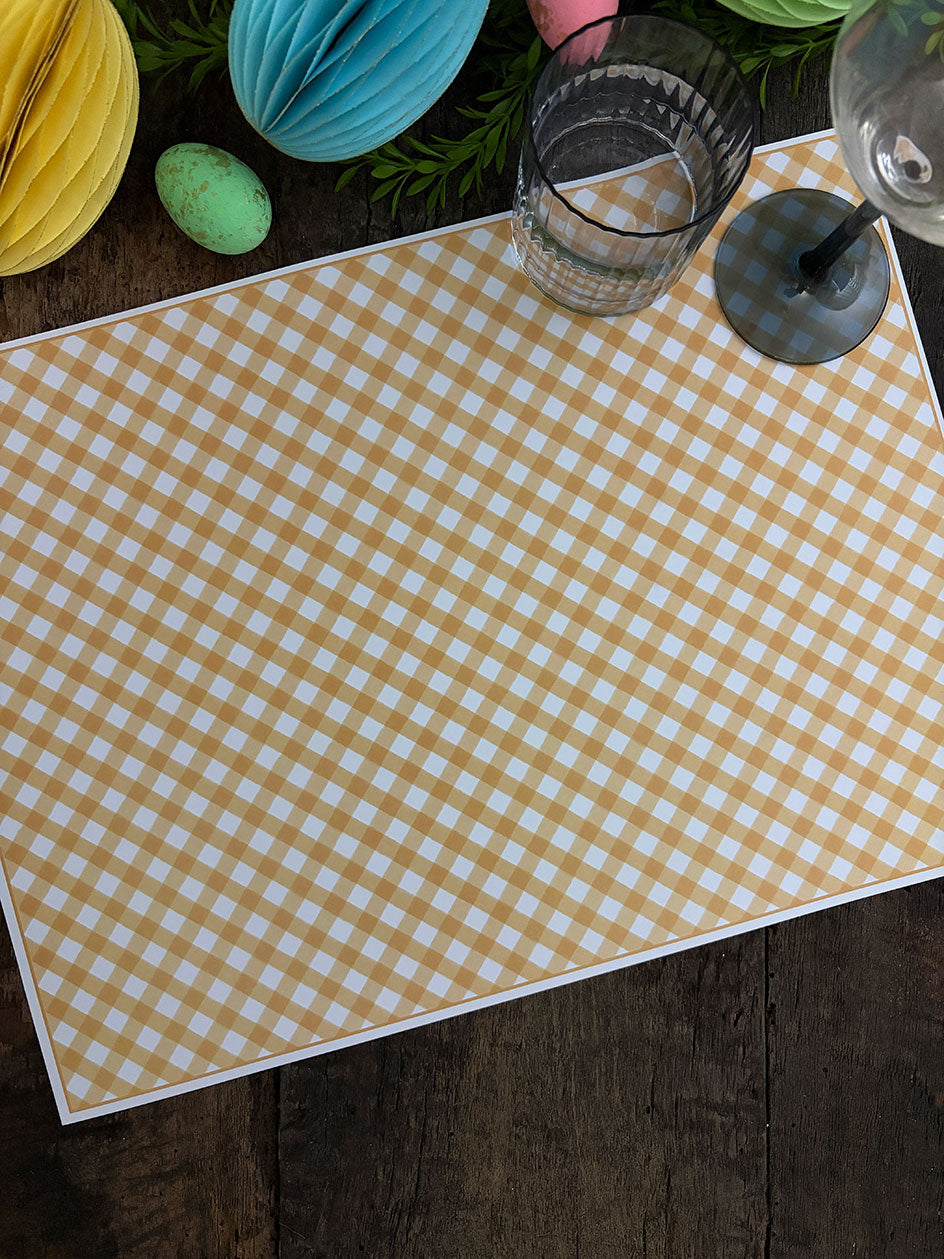 Individual Blanco · Vichy Amarillo