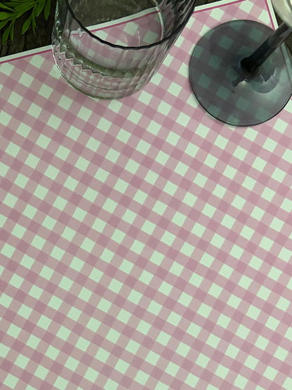 Individual Blanco · Vichy Rosado