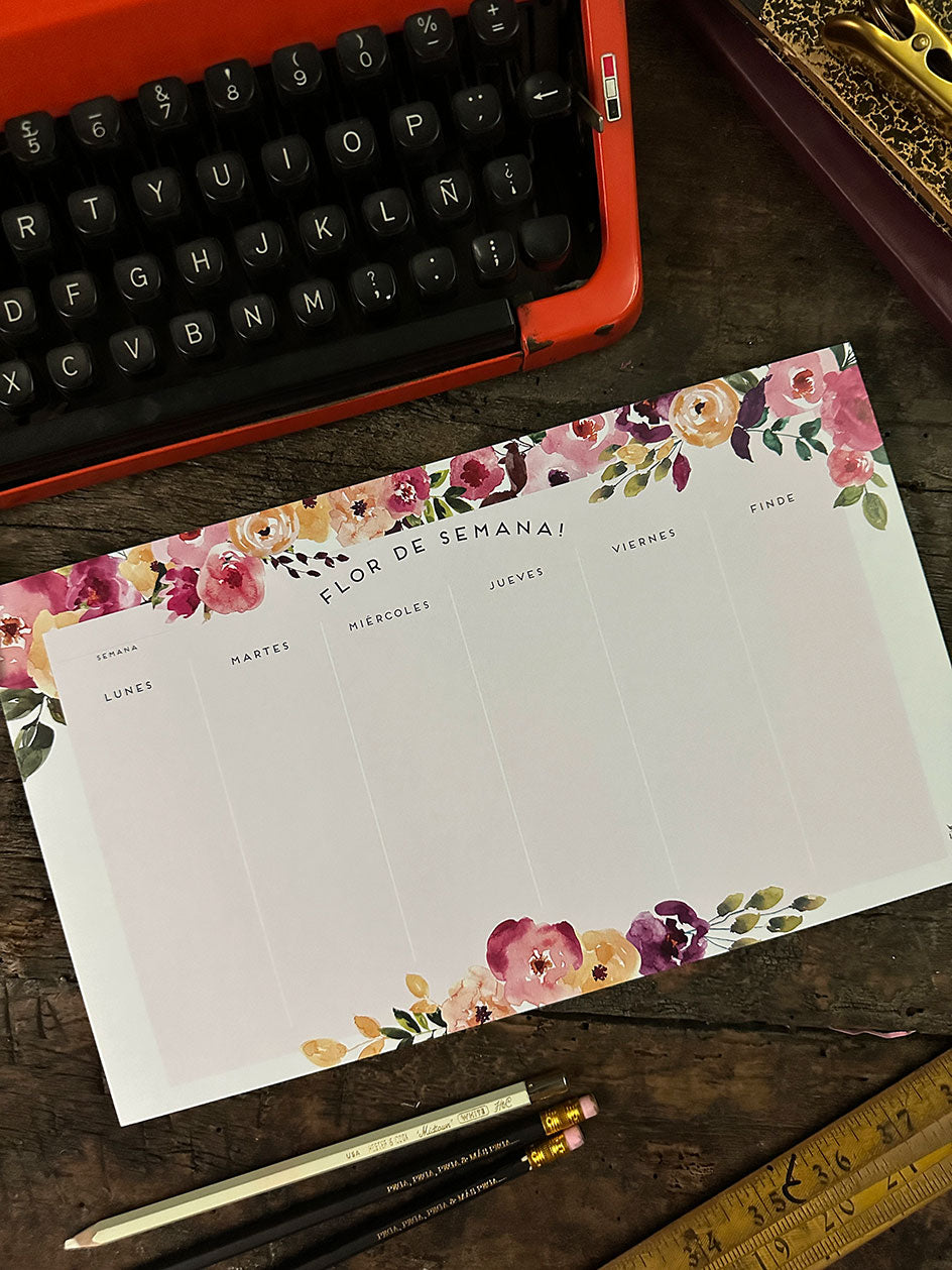 Organizador semanal de papel Flores menta