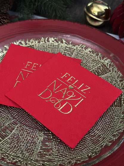 Servilleta Cocktail · Feliz Navidad