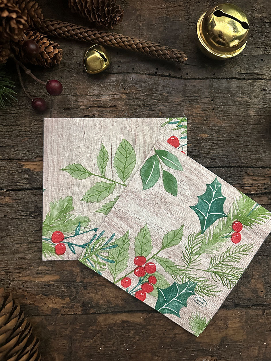 Servilleta Cocktail  · Winter Greenery