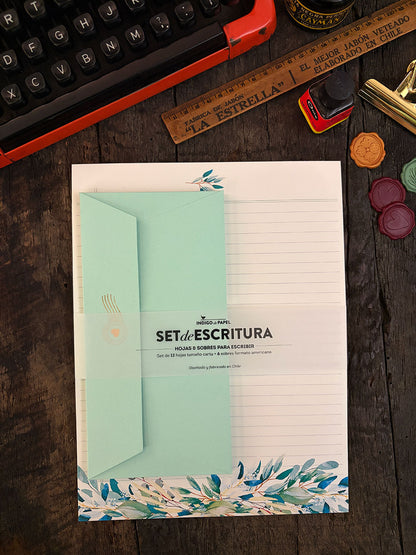 Set de Escritura · Hojas Verdes
