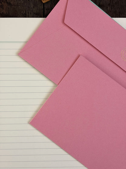 Set de Escritura · Flores Rosadas