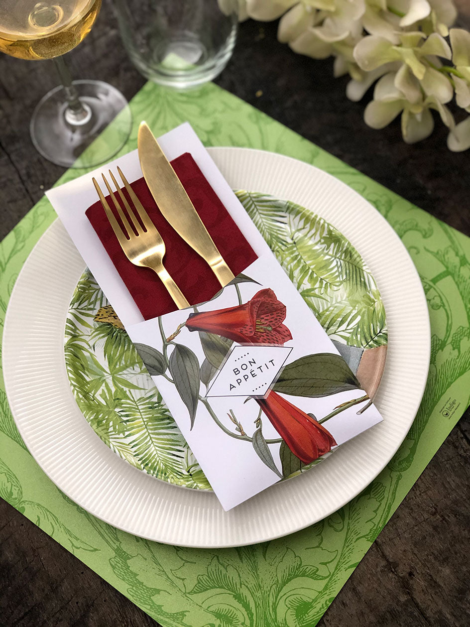 Estuche Papel Flores Rojas