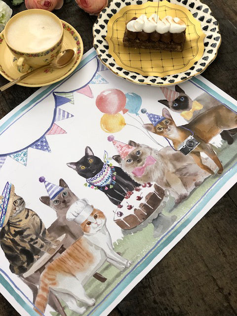 Individual Blanco · Cumple Gatos