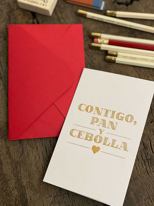 Tarjeta Folia · Contigo pan y Cebolla